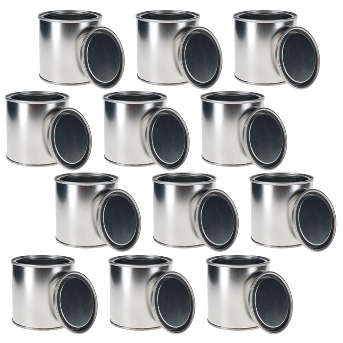 Master Elite Empty Half-Pint (8 Ounce) Paint Cans with Lids (12 Pack) Unlined Metal Paint Cans