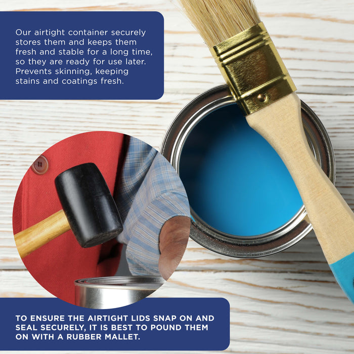 1/2 Pint Unlined Empty Metal Paint Can Bucket with Lids, Pack of 32 - Triple Tight Lid Seal, 8 fl. oz. Steel Coating Storage Container Tin - Store Oil-Based Paint, Art, DIY Crafts