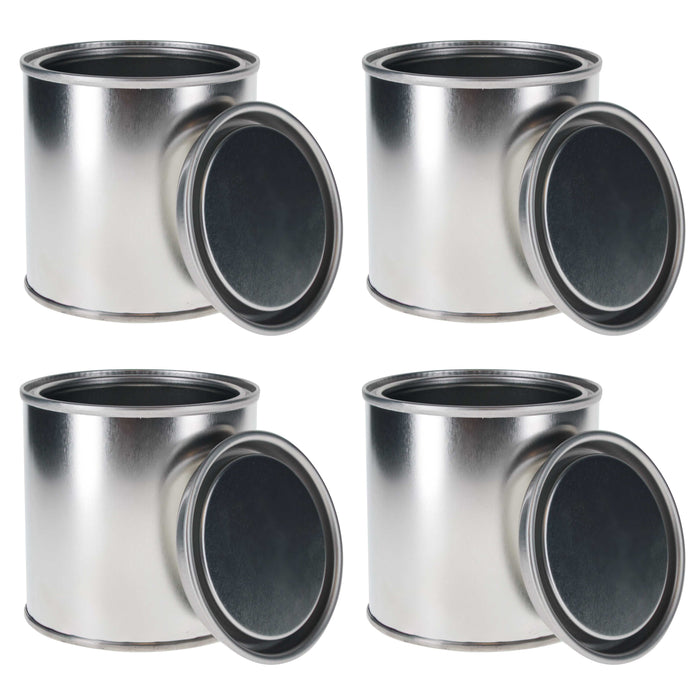 Master Elite Empty Half-Pint (8 Ounce) Paint Cans with Lids (4 Pack) Unlined Metal Paint Cans