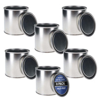 1/2 Pint Unlined Empty Metal Paint Can Bucket with Lids, Pack of 6 - Triple Tight Lid Seal, 8 fl. oz. Steel Coating Storage Container Tin