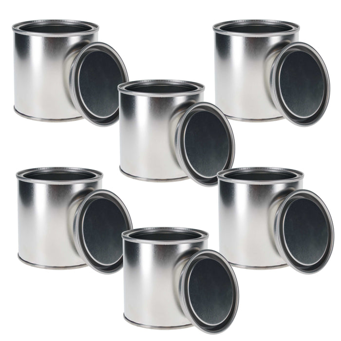Master Elite Empty Half-Pint (8 Ounce) Paint Cans with Lids (6 Pack) Unlined Metal Paint Cans