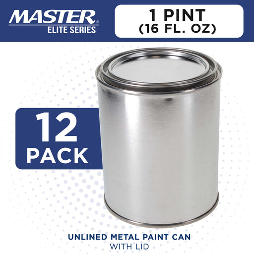 1 Pint Unlined Empty Metal Paint Can Bucket with Lids, Pack of 12 - Triple Tight Lid Seal, 16 fl. oz. Steel Coating Storage Container Tin - Store Oil-Based Paint, Art, Craft, DIY Supplies