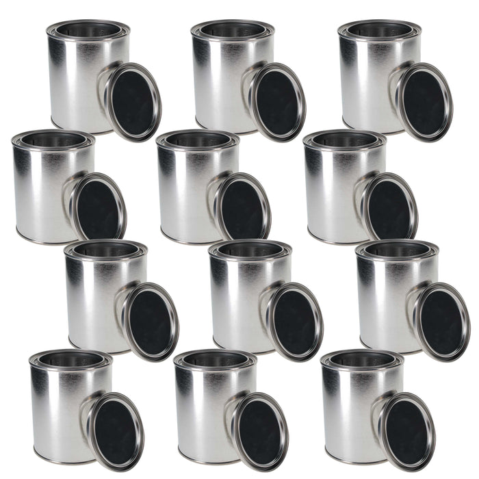 Master Elite Empty Pint (16 Ounce) Paint Cans with Lids (12 Pack) Unlined Metal Paint Cans