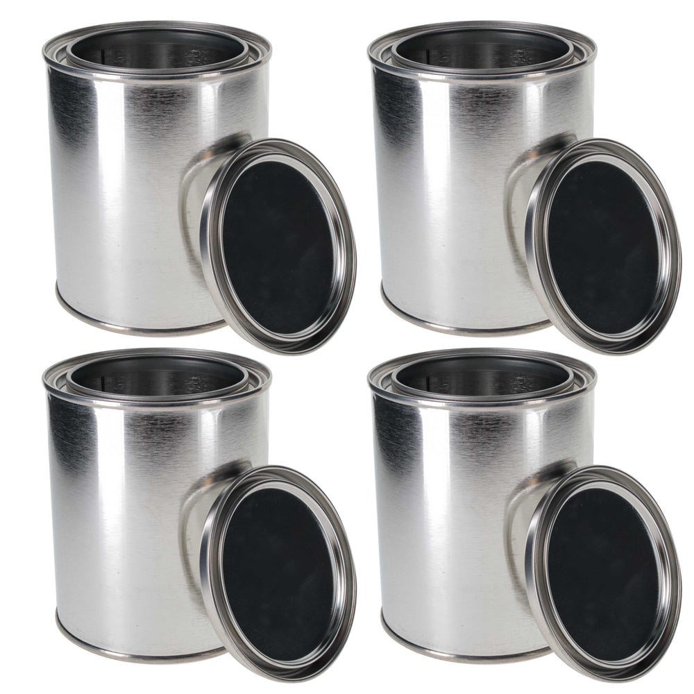 Master Elite Empty Pint (16 Ounce) Paint Cans with Lids (4 Pack) Unlined Metal Paint Cans