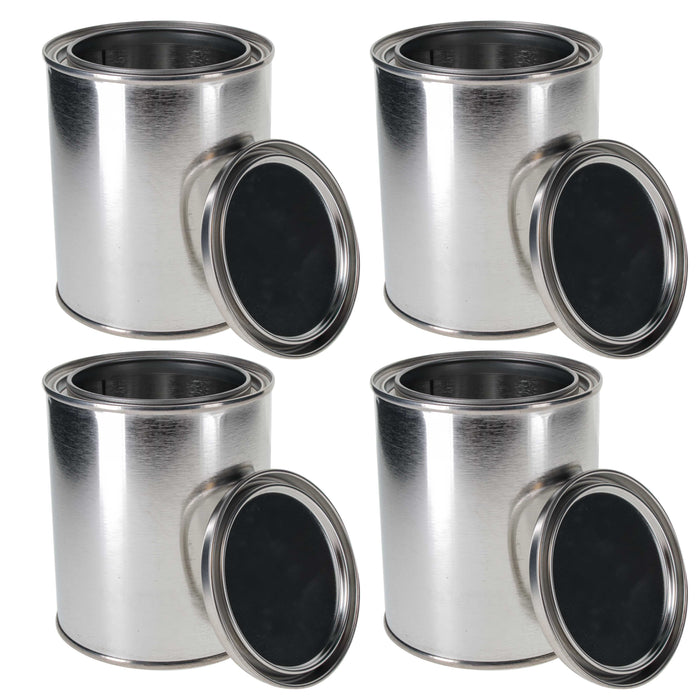 Master Elite Empty Pint (16 Ounce) Paint Cans with Lids (4 Pack) Unlined Metal Paint Cans