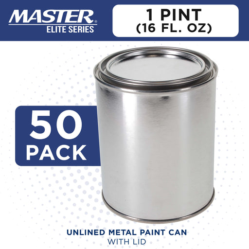 1 Pint Unlined Empty Metal Paint Can Bucket with Lids, 1 Case of 50 - Triple Tight Lid Seal, 16 fl. oz. Steel Coating Storage Container Tin - Store Oil-Based Paint, Art Craft DIY Supplies