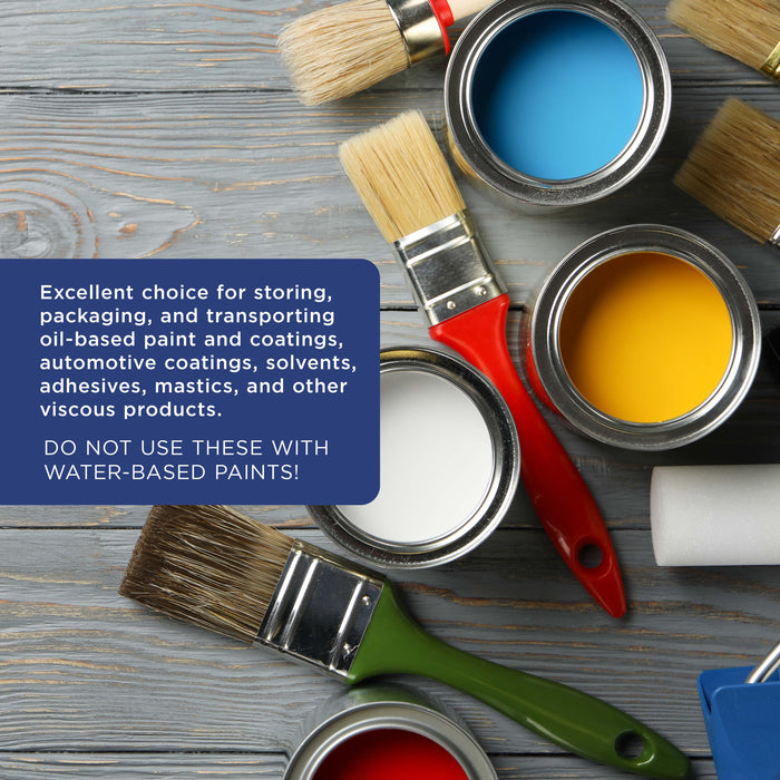 1 Pint Unlined Empty Metal Paint Can Bucket with Lids, Pack of 6 - Triple Tight Lid Seal, 16 fl. oz. Steel Coating Storage Container Tin - Store Oil-Based Paint, Art, Craft, DIY Supplies