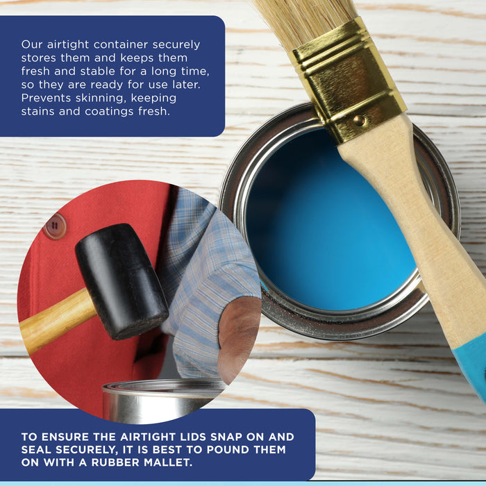 1 Pint Unlined Empty Metal Paint Can Bucket with Lids, Pack of 6 - Triple Tight Lid Seal, 16 fl. oz. Steel Coating Storage Container Tin - Store Oil-Based Paint, Art, Craft, DIY Supplies