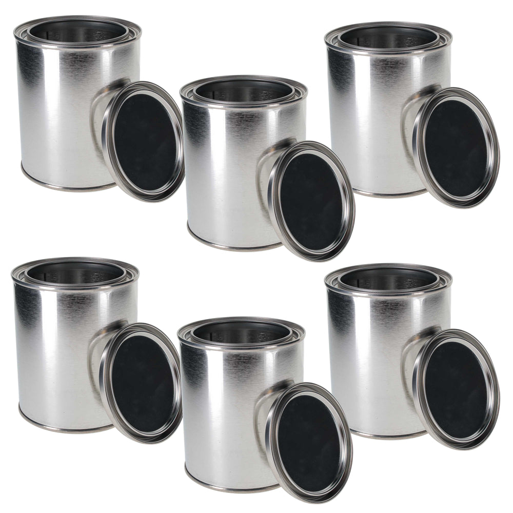 Master Elite Empty Pint (16 Ounce) Paint Cans with Lids (6 Pack) Unlined Metal Paint Cans