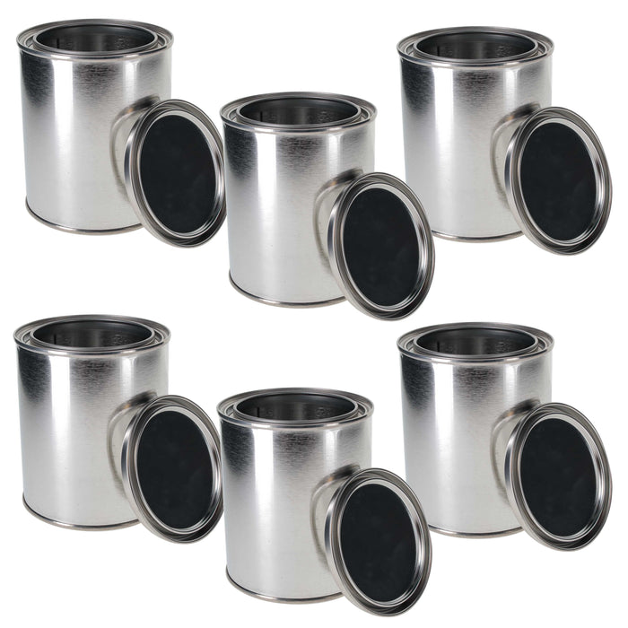 Master Elite Empty Pint (16 Ounce) Paint Cans with Lids (6 Pack) Unlined Metal Paint Cans