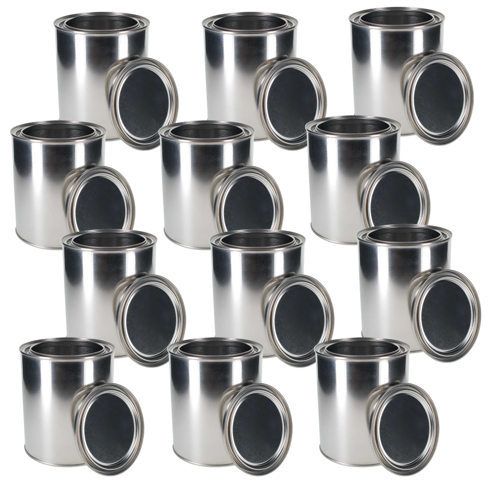 Master Elite Empty Quart (32 Ounce) Paint Cans with Lids (12 Pack) Unlined Metal Paint Cans