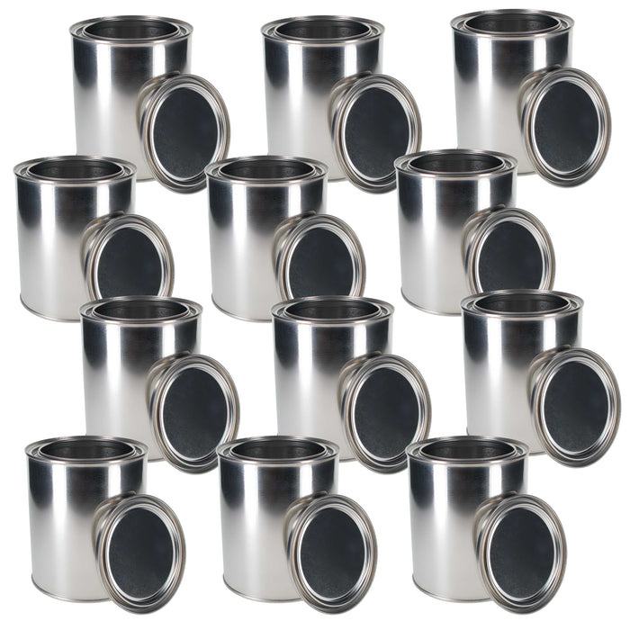 Master Elite Empty Quart (32 Ounce) Paint Cans with Lids (12 Pack) Unlined Metal Paint Cans