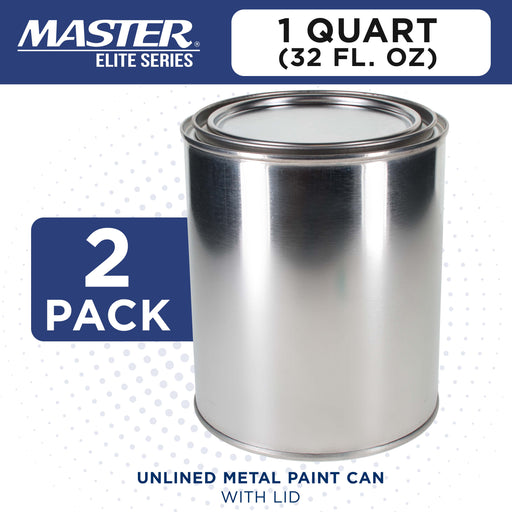 1 Quart Unlined Empty Metal Paint Can Bucket with Lids, Pack of 2 - Triple Tight Lid Seal, 32 fl. oz. Steel Coating Storage Container Tin - Store Leftover Oil-Based Paint, Automotive, Art