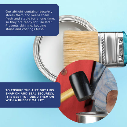 1 Quart Unlined Empty Metal Paint Can Bucket with Lids, Pack of 2 - Triple Tight Lid Seal, 32 fl. oz. Steel Coating Storage Container Tin
