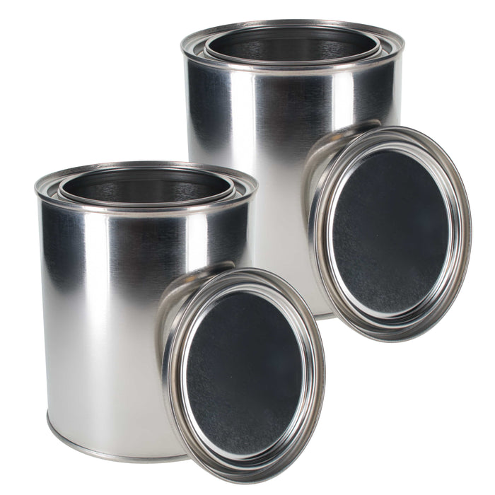 Master Elite Empty Quart (32 Ounce) Paint Cans with Lids (2 Pack) Unlined Metal Paint Cans