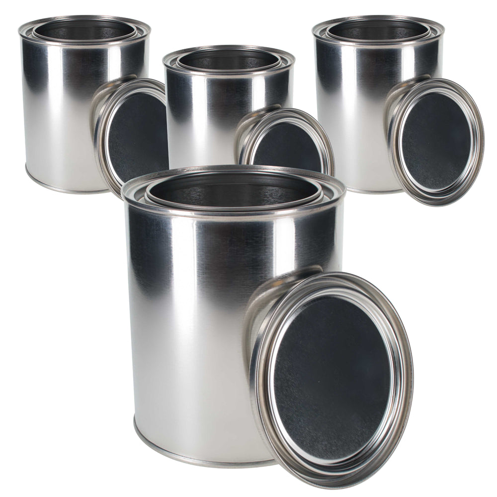 Master Elite Empty Quart (32 Ounce) Paint Cans with Lids (4 Pack) Unlined Metal Paint Cans