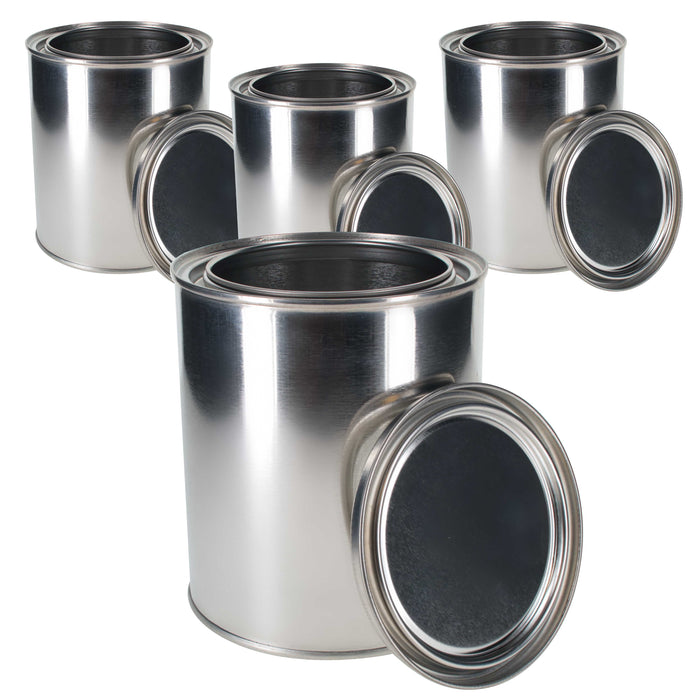 Master Elite Empty Quart (32 Ounce) Paint Cans with Lids (4 Pack) Unlined Metal Paint Cans