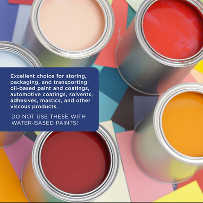 1 Quart Unlined Empty Metal Paint Can Bucket with Lids, Pack of 6 - Triple Tight Lid Seal, 32 fl. oz. Steel Coating Storage Container Tin