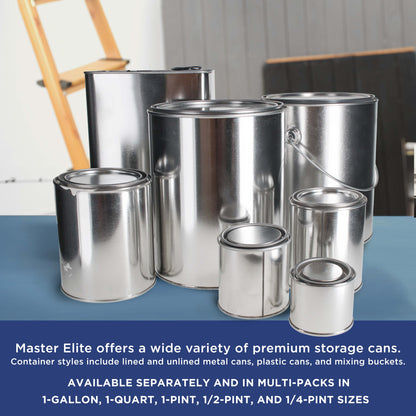 1 Quart Unlined Empty Metal Paint Can Bucket with Lids, Pack of 6 - Triple Tight Lid Seal, 32 fl. oz. Steel Coating Storage Container Tin