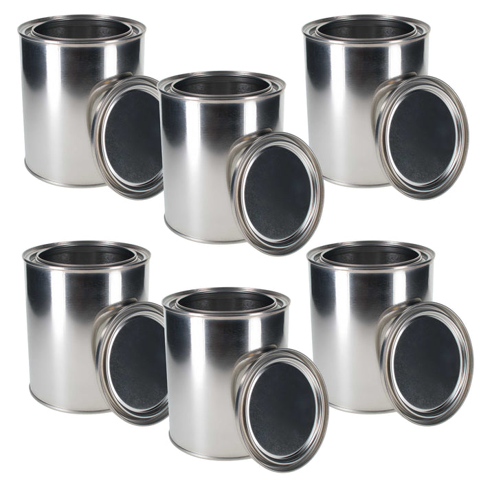 Master Elite Empty Quart (32 Ounce) Paint Cans with Lids (6 Pack) Unlined Metal Paint Cans