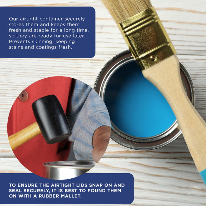 1/4 Pint Unlined Empty Metal Paint Can Bucket with Lids, Pack of 32 - Triple Tight Lid Seal, 4 fl. oz. Steel Coating Storage Container Tin - Store Oil-Based Paint, Art, DIY Crafts