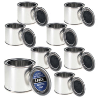 1/4 Pint Unlined Empty Metal Paint Can Bucket with Lids, Pack of 8 - Triple Tight Lid Seal, 4 fl. oz. Steel Coating Storage Container Tin