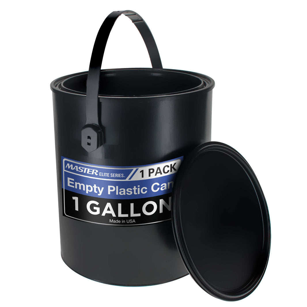 1 Gallon Empty Plastic Paint Can Bucket, Pack of 1 - Triple Lock Airtight Lid Seal, 128 fl. oz. All-Plastic Coating Storage Can, Handle
