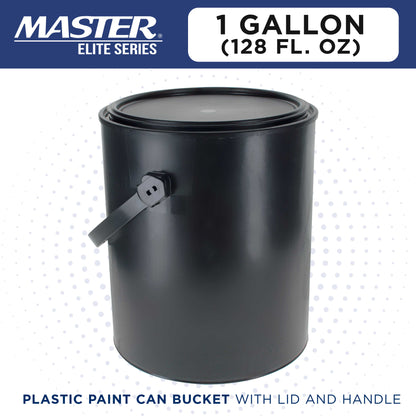 1 Gallon Empty Plastic Paint Can Bucket, Pack of 1 - Triple Lock Airtight Lid Seal, 128 fl. oz. All-Plastic Coating Storage Can, Handle