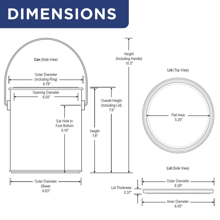 1 Gallon Plastic Paint Can Bucket - Triple Lock Airtight Lid Seal, 128 fl. oz. All-Plastic Coating Storage Can - Plastic Pail Handle, Rust Proof, Dent Proof, & Odor Resistant