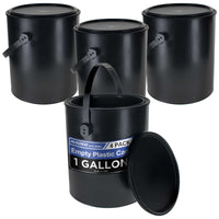 1 Gallon Empty Plastic Paint Can Bucket, Pack of 4 - Triple Lock Airtight Lid Seal, 128 fl. oz. All-Plastic Coating Storage Can, Handle