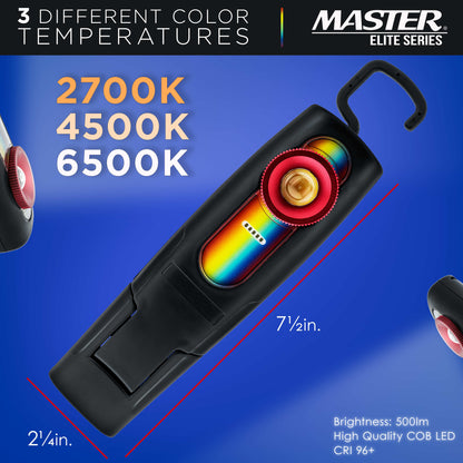 LED Color Matching Light, 500 Lumen, Paint Color Match, Replicates Natural Sunlight, 3 Color Temperatures, Rechargeable Work Light