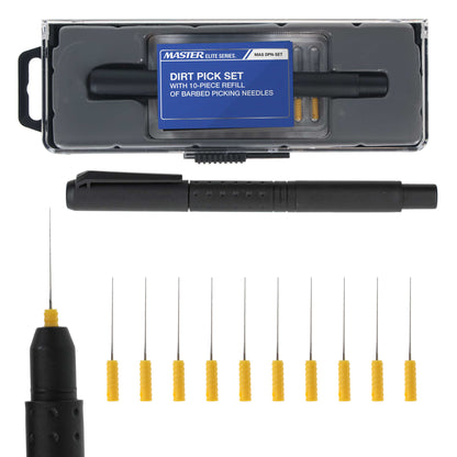 Dirt, Dust, and Particle Pick Set with 10-piece Refill of Barbed Hook Picking Needles - Remove Dust Particles from Wet Paint