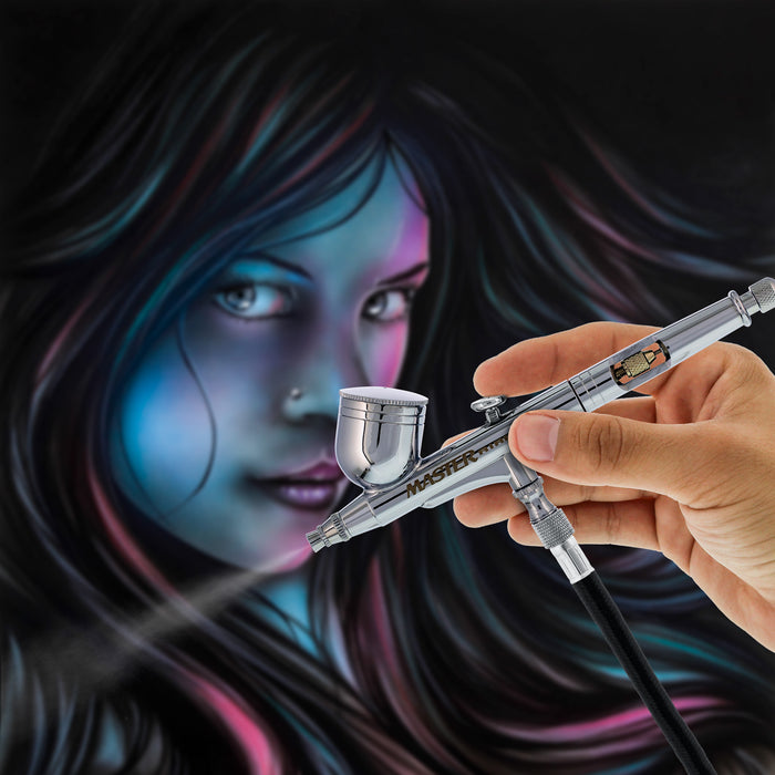 Master Airbrush G233 Performance Pro Airbrush Kit with 3 Nozzle Sets (0.2, 0.3 & 0.5mm Needles, Fluid Tips & Air Caps), Gravity Dual Action - Air Brush Guns for Painting, Aerografo Body Art & Cake