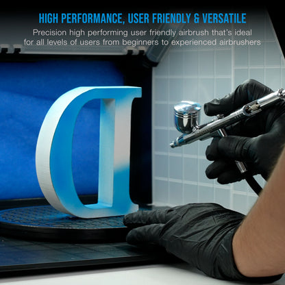 G233 Performance Pro Airbrush Kit with 3 Nozzle Sets (0.2, 0.3 & 0.5mm Needles, Fluid Tips & Air Caps), Gravity Dual Action - Air