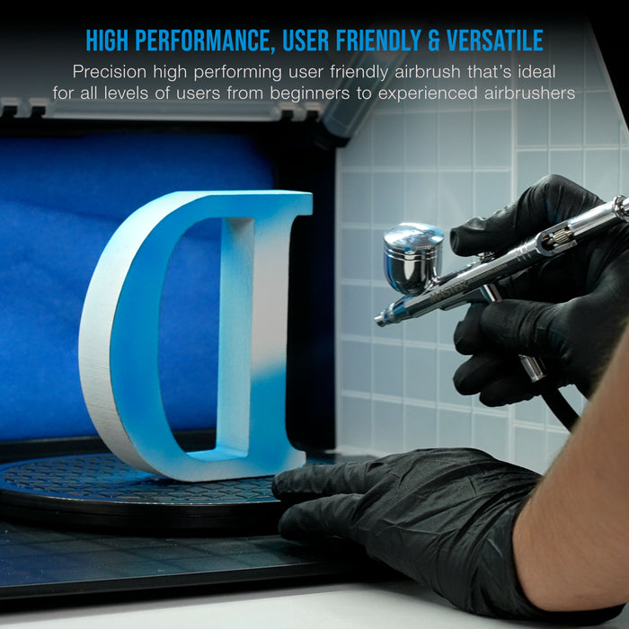 Master Airbrush G233 Performance Pro Airbrush Kit with 3 Nozzle Sets (0.2, 0.3 & 0.5mm Needles, Fluid Tips & Air Caps), Gravity Dual Action - Air Brush Guns for Painting, Aerografo Body Art & Cake