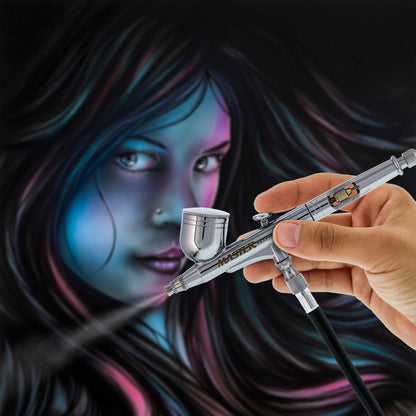G233 Performance Pro Airbrush Kit with 3 Nozzle Sets (0.2, 0.3 & 0.5mm Needles, Fluid Tips & Air Caps), Gravity Dual Action - Air