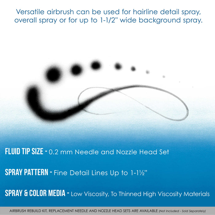 Master Airbrush G25 Multi-Purpose Dual-Action Gravity Feed Airbrush Gun Kit with 0.2mm Tip & 1/16 oz Cup for Aerografo Illustration, Nail Art, Model Painting & Cake Decorating