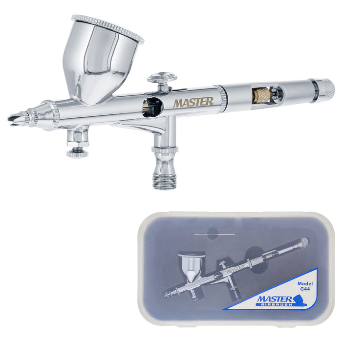 Master High Precision Detail Control G44 Dual-Action Gravity Feed Airbrush, 0.2 mm Tip, 1/3 oz Funnel Fluid Cup, Air Control Valve