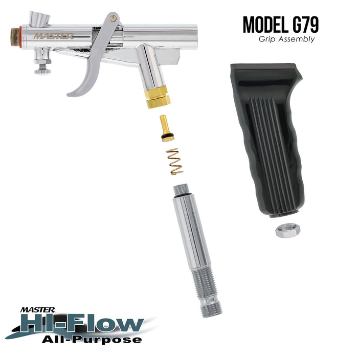 Master Hi-Flow G79 All-Purpose Pistol Trigger Gravity Feed Airbrush Set, 3 Nozzle Sets, 3 Cup Sizes & 6 ft. Air Hose