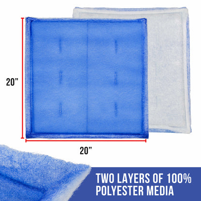 Premium Paint Spray Booth Tacky Intake Filter Panel 20" x 20", Box of 20, Internal Wire Frame, Crossdraft Booth Filtration Dirt Particles