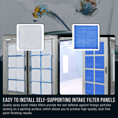 Premium Paint Spray Booth Tacky Intake Filter Panel 20" x 20", Box of 20, Internal Wire Frame, Crossdraft Booth Filtration Dirt Particles