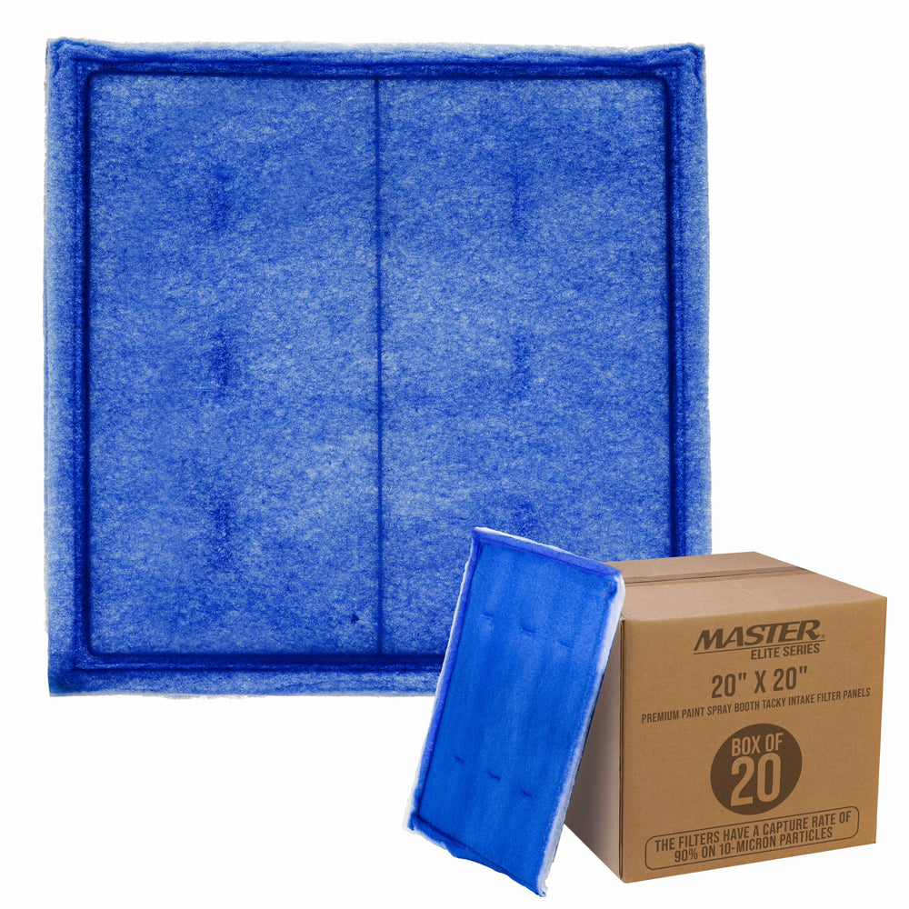 Master Elite Premium Paint Spray Booth Tacky Intake Filter Panel 20" x 20", Box of 20, Internal Wire Frame, Crossdraft Booth Filtration Dirt Particles