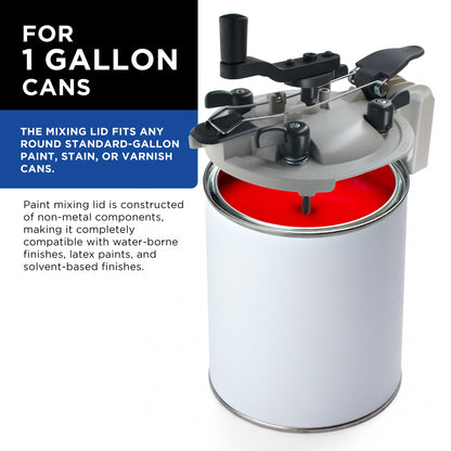 Paint Can Mixing Lid & Pouring Spout, 1 Gallon Size - Mix Blade for Easy, Mess-Free Stirring, Pouring, Storing - Pistol Grip Handle