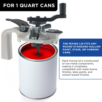Paint Can Mixing Lid & Pouring Spout, 1 Quart Size, Pack of 6 - Mix Blade for Easy, Mess-Free Stirring, Pouring Storing - Pistol Grip Handle