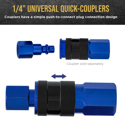 Series 12 Piece Industrial I / M Type Plug Fittings Set with 1/4" NPT Female Threads - Attach to Quick-Connect Couplers, Air Hoses, Compressors, Pneumatic Air Tools, Spray Guns, Sanders