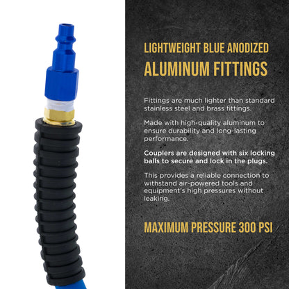 Series 12 Piece Industrial I / M Type Plug Fittings Set with 1/4" NPT Female Threads - Attach to Quick-Connect Couplers, Air Hoses, Compressors, Pneumatic Air Tools, Spray Guns, Sanders