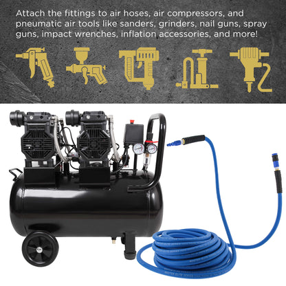 Series 12 Piece Industrial I / M Type Plug Fittings Set with 1/4" NPT Female Threads - Attach to Quick-Connect Couplers, Air Hoses, Compressors, Pneumatic Air Tools, Spray Guns, Sanders