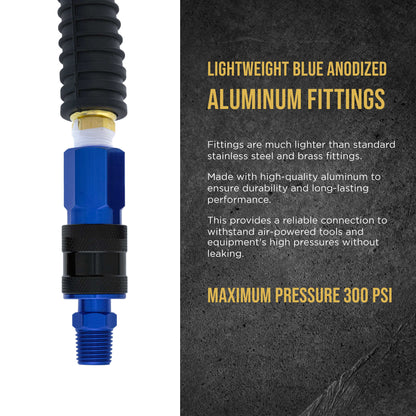 Series 12 Piece Industrial I / M Type Plug Air Fittings Set with 1/4" NPT Male Threads - Attach to Quick-Connect Couplers, Hoses, Compressors, Pneumatic Air Tools, Spray Guns, Sanders