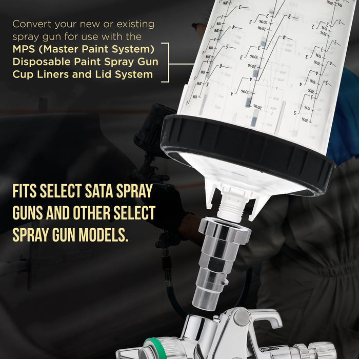 Master Paint System MPS Spray Gun Cup Adapter 855 - Converts Select Sata Spray Guns for Use with MPS Disposable Spray Gun Cup Liners & Lid System
