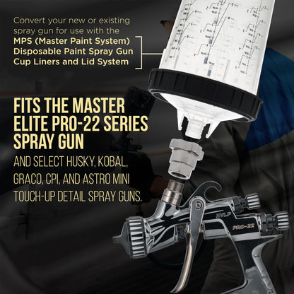 Master Paint System MPS Spray Gun Cup Adapter 882 - Converts Master 22 HVLP Touch Up, Select Husky Spray Guns for Use with MPS Disposable Cup System